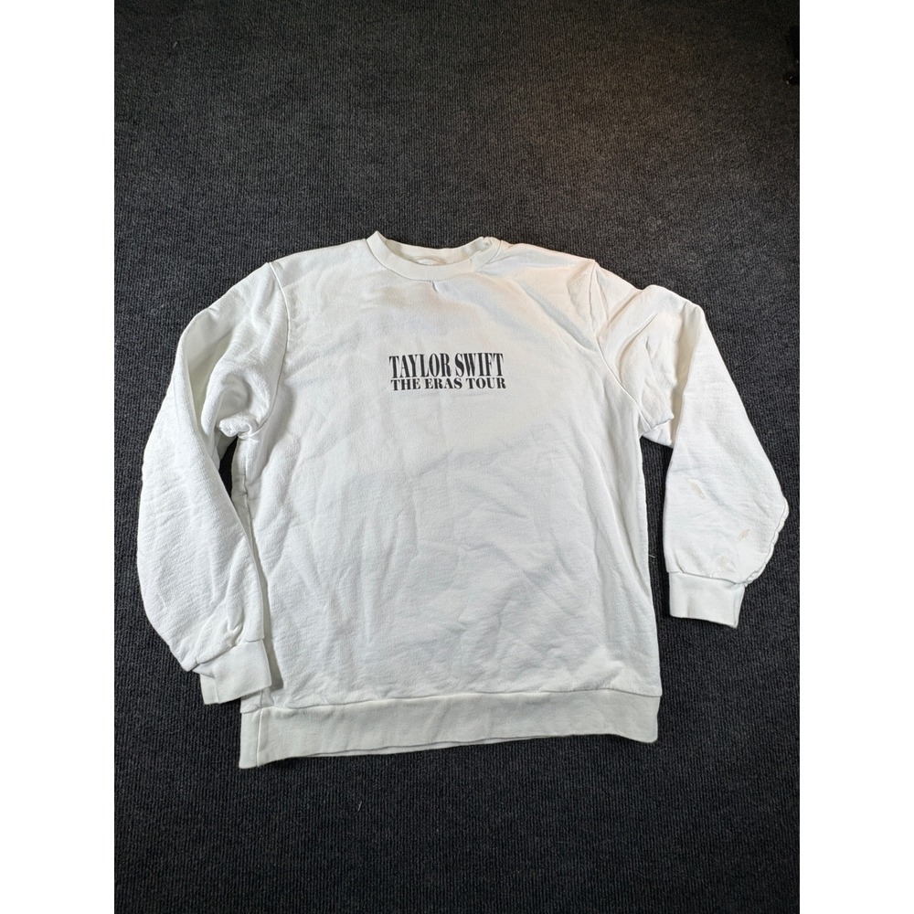 Taylor Swift The Eras Tour White Graphic Crewneck Sweatshirt Small USA Made